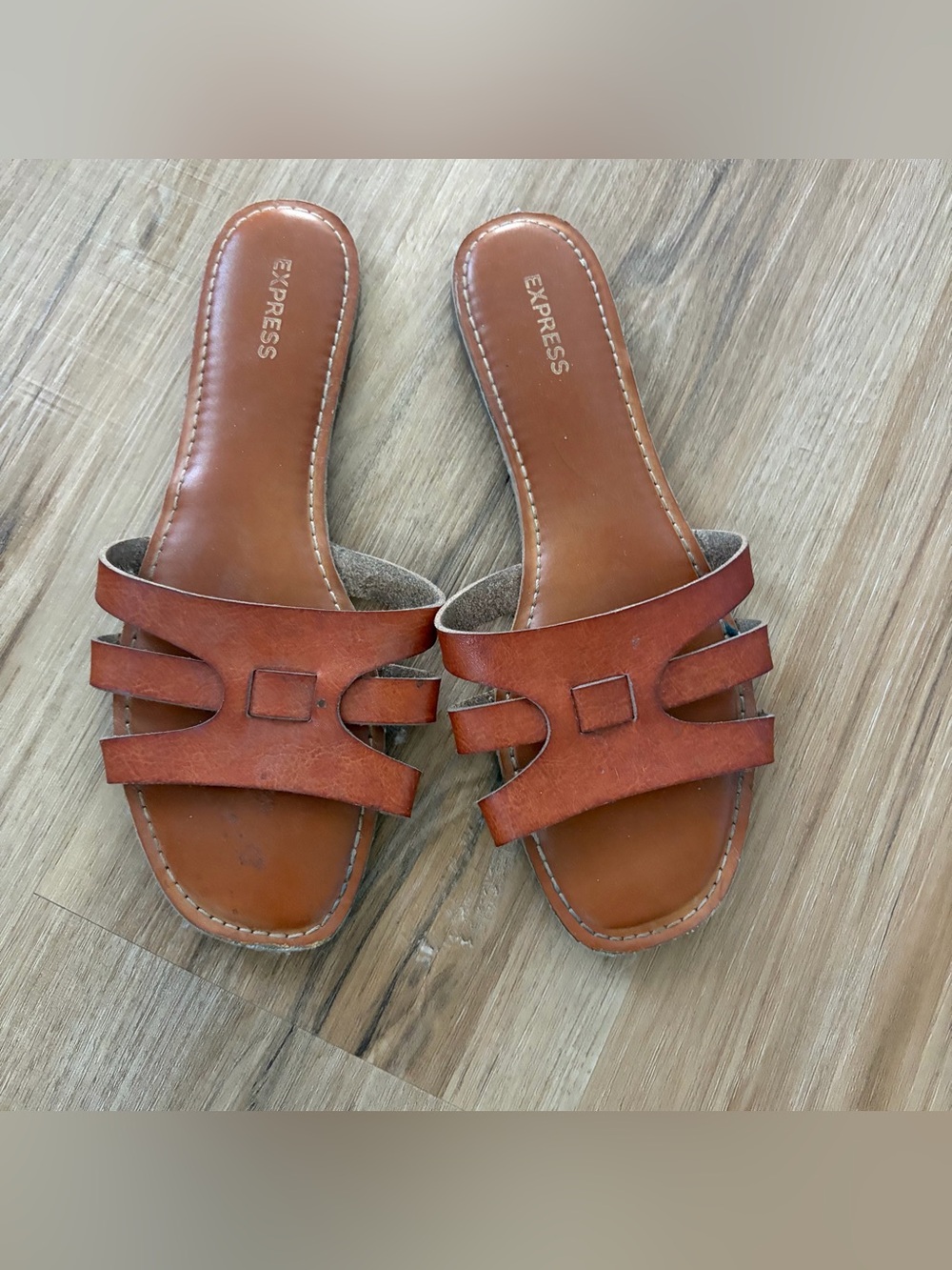 Express Women’s Cognac Leather Slide Sandals